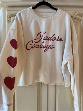 NWOT- Rustler White Crewneck J'Adore Cowboys sweatshirt